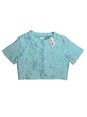 Urban Outfitters Day + Moon Floral Coquette Blue Jacquard Crop Top NWT!, Size M